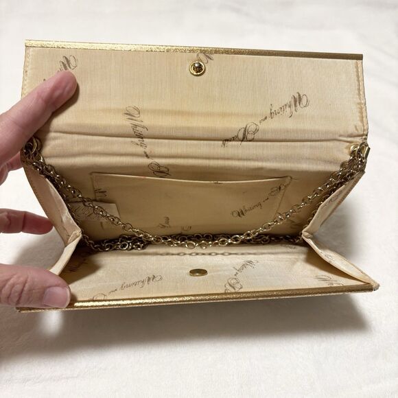 Vintage WHITING & DAVIS Champagne Gold Metallic Mesh Sequin Envelope Clutch - Picture 7 of 10